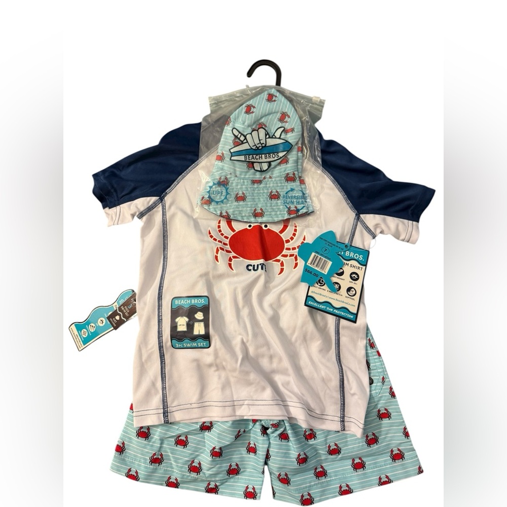 Beach Bros Boys 2 Piece Swim Set in Crab Theme| Size: 7